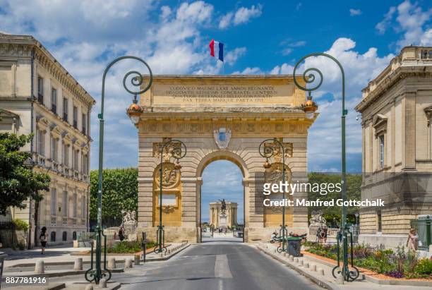 arc de triomphe montpellier - montpellier stock pictures, royalty-free photos & images