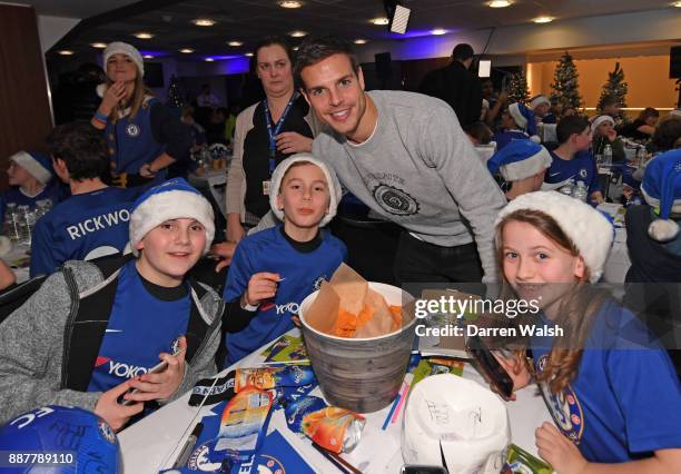 Cesar Azpilicueta of Chelsea at the Chelsea FC kids Christmas party December 7, 2017 in London, England.