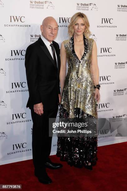 Sir Patrick Stewart and Cate Blanchett attend the sixth IWC Filmmaker Award gala dinner at the 14th Dubai International Film Festival , during which...