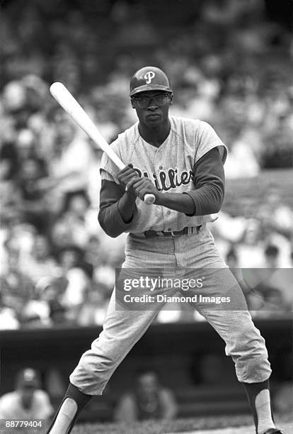 Thirdbaseman Richie Allen of the Philadelphia Phillies takes a pitch during an at bat in a game in 1964 against the Pittsburgh Pirates at Forbes...