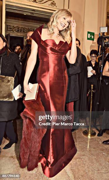 This image has worked with digital filter Natasha Stefanenko attends the Prima Alla Scala at Teatro Alla Scala on December 7, 2017 in Milan, Italy.