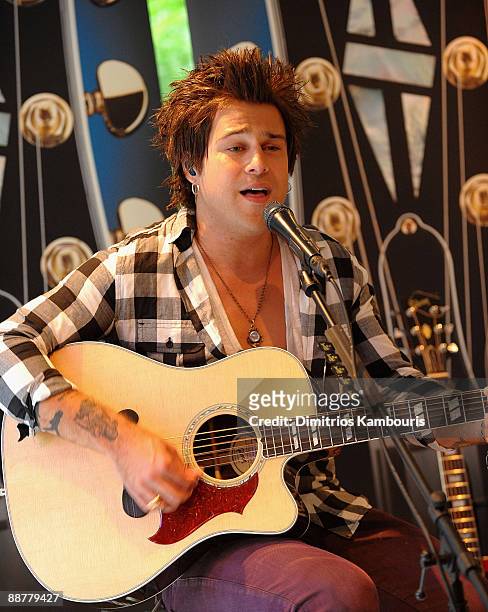Ryan Cabrera performs at the NBC Experience Store on July 1, 2009 in New York City.
