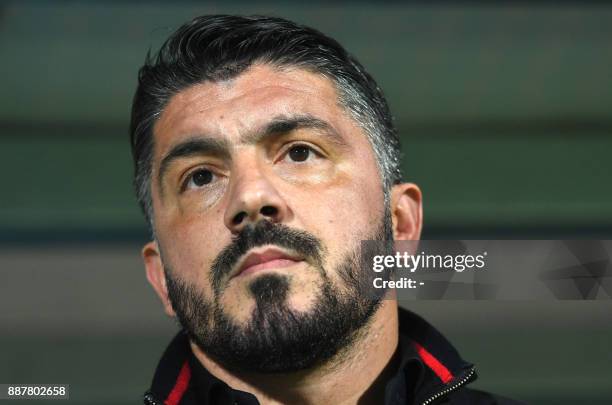 Milan head coach Gennaro Gattuso looks on prior to the UEFA Europa League Group D football match between HNK Rijeka and AC Milan at the Rujevica...