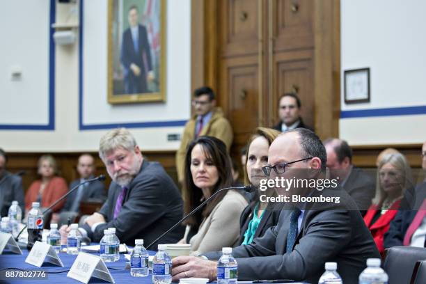 Larry Willis, president of the transportation trades department at the AFL-CIO, right, speaks as Greer Woodruff, senior vice president of safety,...