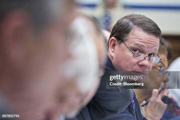 Representative Sam Graves, a Republican from Missouri and chairman of the Highways and Transit Subcommittee, listens during a roundtable discussion...