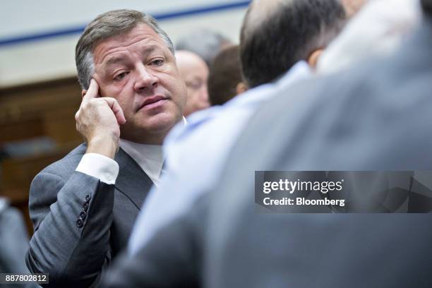 Representative Bill Shuster, a Republican from Pennsylvania, listens during a House Highways and Transit Subcommittee roundtable discussion in...