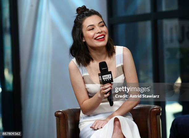 Actress Miranda Cosgrove discusses "Despicable Me 3" at Build studio on December 7, 2017 in New York City.