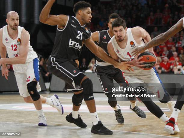 Nando de Colo, #1 of CSKA Moscow competes with Augustine Rubit, #21 of Brose Bamberg in action during the 2017/2018 Turkish Airlines EuroLeague...