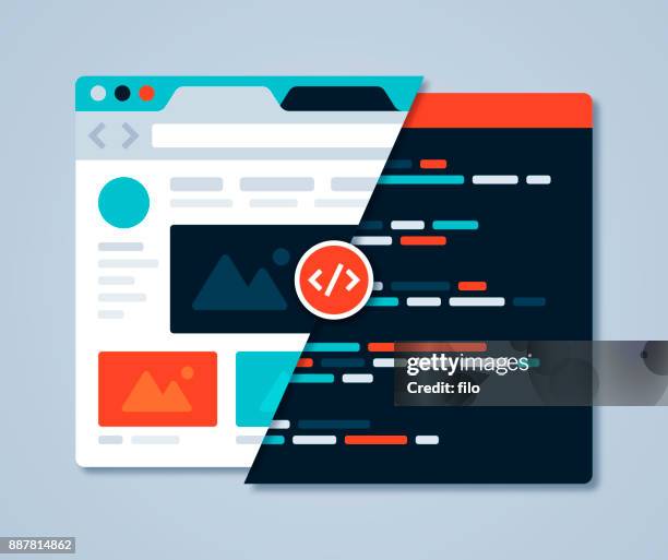 ilustrações, clipart, desenhos animados e ícones de navegador web design - code