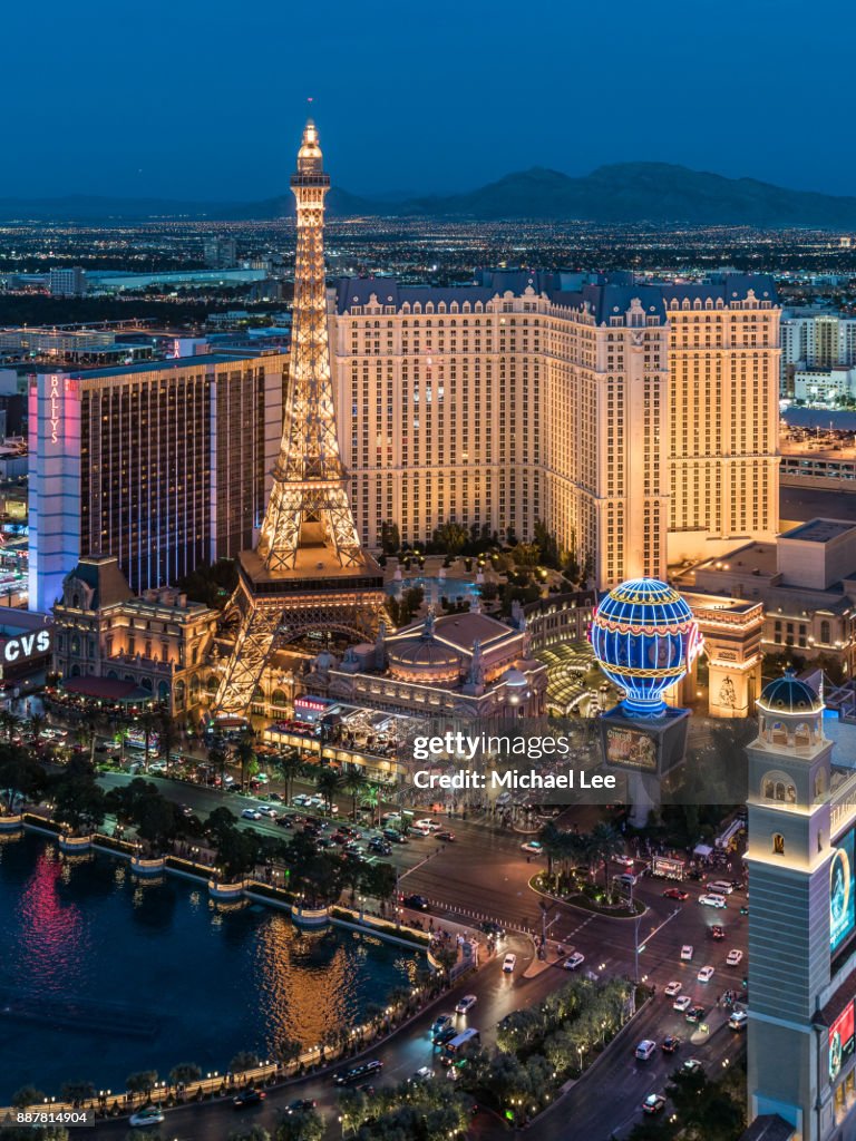 Aerial Las Vegas Strip at Night