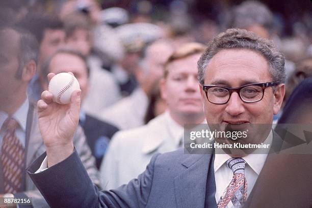 World Series: Closeup of United States Secretary of State and National Security Advisor Henry Kissinger in stands during Game 2 of Boston Red Sox vs...