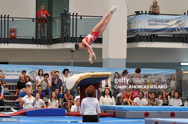 French Pauline Morel performs on vault during Artistic Gymnastics Women All-Around final ad the XVI Mediterranean Games in Pescara on July 30, 2009....