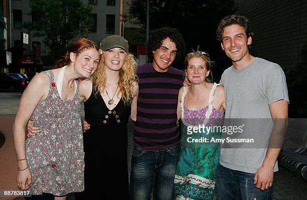 Cast of Hair, Allison Case, Kacie Sheik, John Moauro, Megan Lawrence and from Wicked, Kevin Kern attend an event to tie-dye bandanas for cancer...