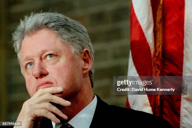 President Clinton at an unspecified event during the period of the impeachment proceedings during 1998 in Washington, DC.