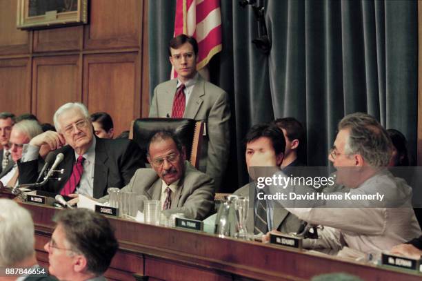 Representative Henry Hyde chairs the House Judiciary Committee meeting during deliberations of the proposed articles of impeachment, December 11,...