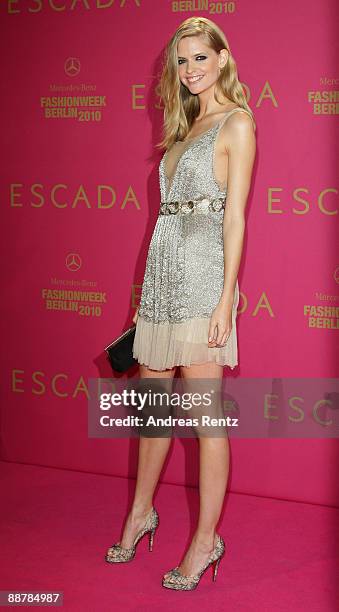 German model Julia Stegner attends the Escada - A View on Fashion 1978-2009 during the Mercedes-Benz Fashion Week S/S 2010 at Bode Museum on July 1,...