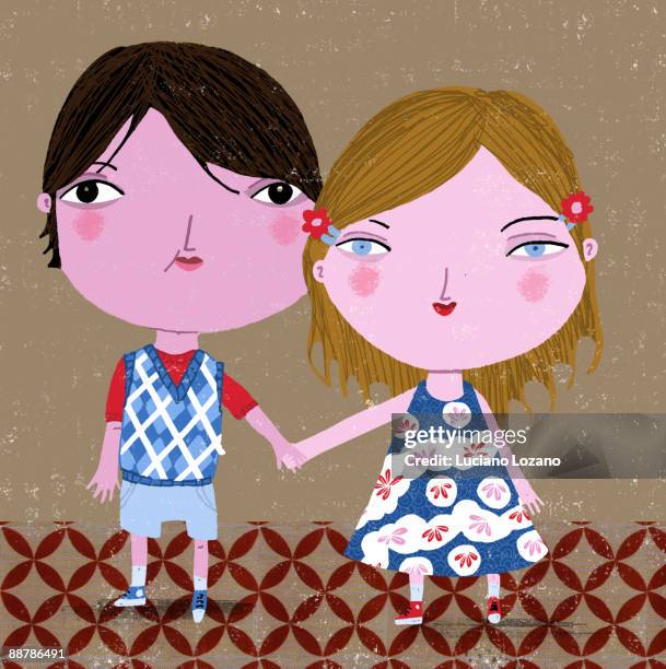 characters - child facing camera stock illustrations