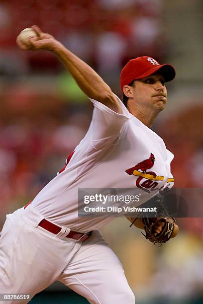 Starting pitcher Adam Wainwright of the St. Louis Cardinals throws against the San Francisco Giants on July 1, 2009 at Busch Stadium in St. Louis,...