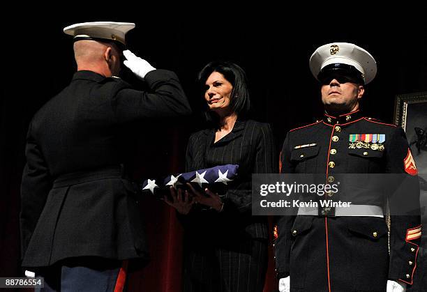 Pam McMahon and Lex McMahon attend Ed McMahon's memorial service hosted by NBC held at the Academy of Television Arts & Sciences on July 1, 2009 in...