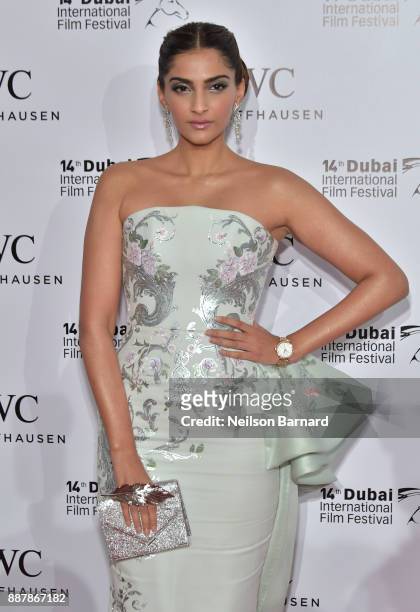 Sonam Kapoor attends the IWC Filmmakers Award on day two of the 14th Annual Dubai International Film Festival held at the One and Only Hotel on...