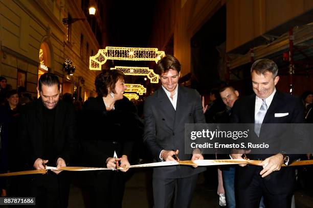 Roberto D'Amato, Tiziana Cuscuna, Alan Cappelli Goetz and Lelio Gavazza attend Christmas Lights At Bvlgari Boutique Rome on December 7, 2017 in Rome,...