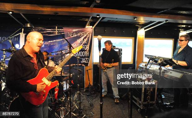 Spyro Gyra members Julio Fernandez, Bonny B, Jay Beckenstein,and Tom Schuman perform during the 2009 Smooth Cruises aboard the Spirit Of New York...