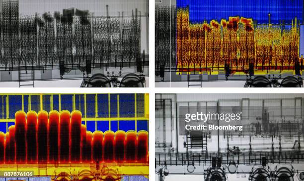 Composite photograph shows security X-ray images of a cargo truck entering the Port of Santos in Santos, Brazil, on Wednesday, Oct. 4, 2017. The port...