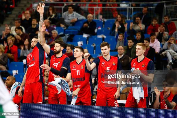 Tornike Shengelia, #23 of Baskonia Vitoria Gasteiz celebrates during the 2017/2018 Turkish Airlines EuroLeague Regular Season Round 11 game between...