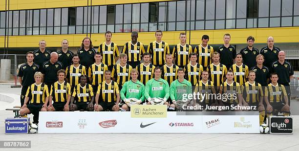 The team of Aachen poses for photographers during the Second Bundesliga team presentation of Alemannia Aachen at the Tivoli on July 1, 2009 in...