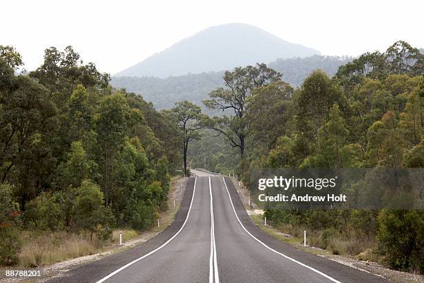 receding road in blue mountains, australia. - blue mountain stock pictures, royalty-free photos & images