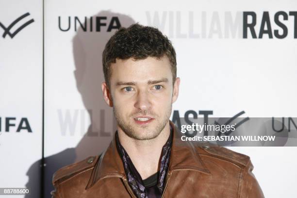 Singer Justin Timberlake poses on the red carpet of the Bread and Butter fashion fair in Berlin on late July 1 where he presents his label "William...