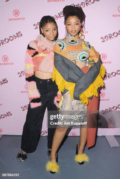 Chloe Bailey and Halle Bailey of Chloe x Halle attend Refinery29 29Rooms Los Angeles: Turn It Into Art at ROW DTLA on December 6, 2017 in Los...