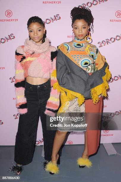 Chloe Bailey and Halle Bailey of Chloe x Halle attend Refinery29 29Rooms Los Angeles: Turn It Into Art at ROW DTLA on December 6, 2017 in Los...