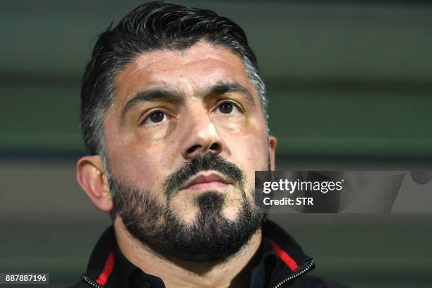 Milan's head coach Gennaro Gattuso looks on prior to the UEFA Europa League Group D football match between HNK Rijeka and AC Milan at The Rujevica...