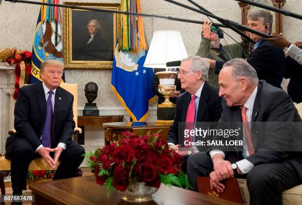 President Donald Trump, meets with Congressional leadership including Senate Majority Leader Mitch McConnell , Republican of Kentucky, and Senate...