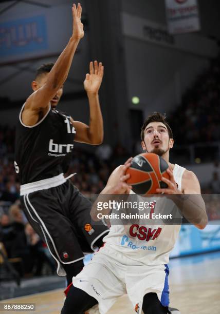 Nando de Colo, #1 of CSKA Moscow competes with Maodo Lo, #12 of Brose Bamberg in action during the 2017/2018 Turkish Airlines EuroLeague Regular...