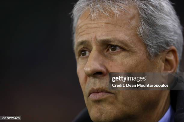 Nice Manager Lucien Favre looks on ahead of the UEFA Europa League group K match between Vitesse and OGC Nice on December 7, 2017 in Arnhem,...