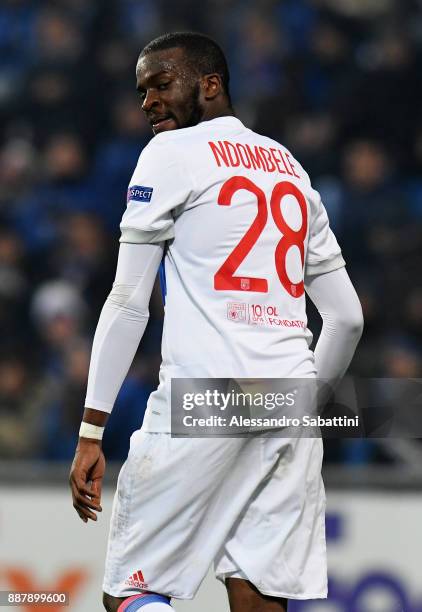 Tanguy Ndombele of Olympique Lyon reacts during the UEFA Europa League group E match between Atalanta and Olympique Lyon at Mapei Stadium - Citta'...