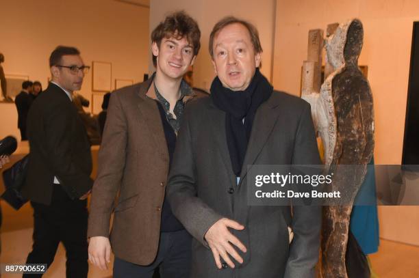Jasper Greig and Geordie Greig attend a private view of new exhibition "From Life" at The Royal Academy of Arts on December 7, 2017 in London,...