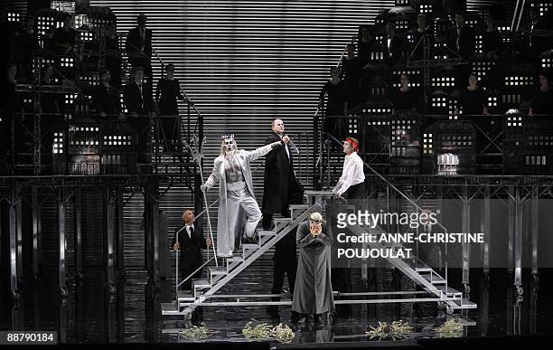 Luca Tittoto Richard Croft and Yann Beuron perform respectively as La Voce, Idomeneo and Idamante in Wolfgang Amadeus Mozart's opera "Idomenee roi de...