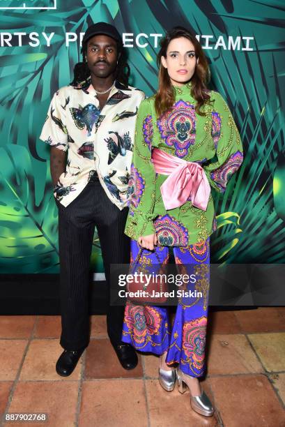 Devonté Hynes and Ana Kras attend Artsy Projects Miami VIP at The Bath Club on December 6, 2017 in Miami Beach, Florida.