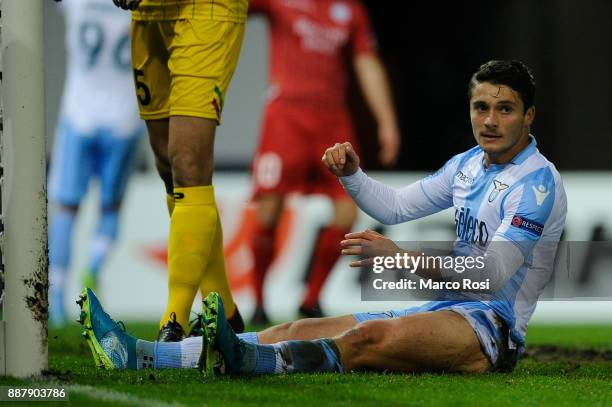 Simone Palombi of SS Lazio reacts during the UEFA Europa League group K match between SV Zulte Waregem and SS Lazio at Regenboogstadion on December...