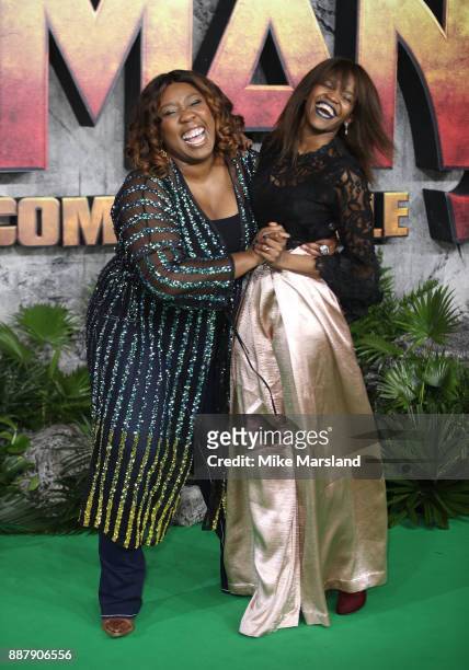 Chizzy Akudolu and Oti Mabuse attend the 'Jumanji: Welcome To The Jungle UK premiere held at Vue West End on December 7, 2017 in London, England.