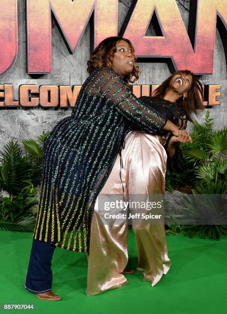 Chizzy Akudolu and Oti Mabuse attend the 'Jumanji: Welcome To The Jungle' UK premiere held at Vue West End on December 7, 2017 in London, England.