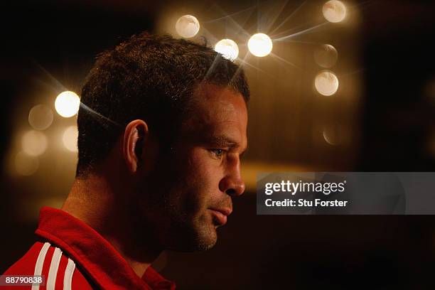 British and Irish Lions player Joe Worsley faces the media at the Sandton Hotel on July 2, 2009 in Johannesburg, South Africa.