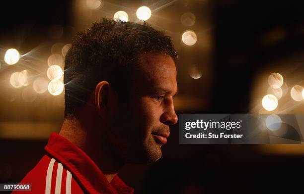 British and Irish Lions player Joe Worsley faces the media at the Sandton Hotel on July 2, 2009 in Johannesburg, South Africa.