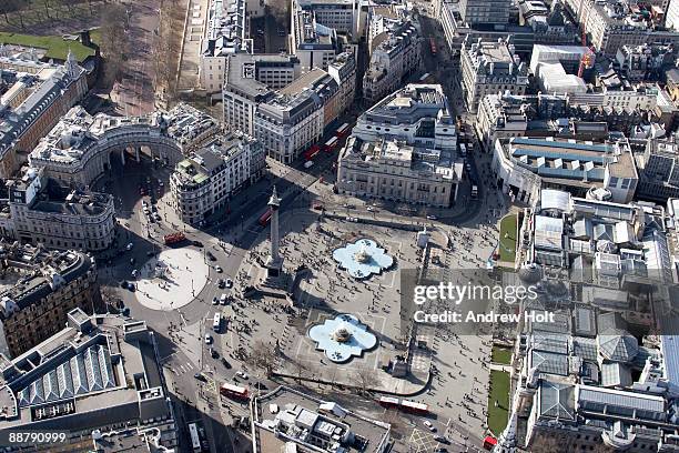 view over trafalgar square, london. - trafalgar square stock pictures, royalty-free photos & images