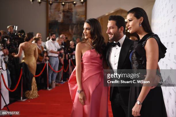 Lawyer Jessica Kahawaty, Tv presenter Wissam Breidy and actress Rym Said attend the sixth IWC Filmmaker Award gala dinner at the 14th Dubai...