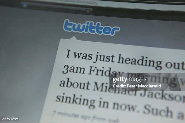 In this photo illustration the Twitter website is displayed on a laptop computer on July 2, 2009 in London. The social network site, started in 2006...