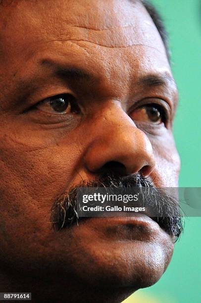 Coach, Peter de Villiers during the Springboks press conference and team announcement at the Sun Square Hotel in Fourways on July 2, 2009 in...
